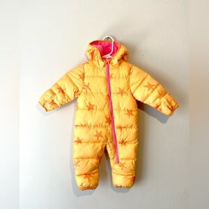 NWOT TOYS R US‎ Baby Girls Heavy Weight Star-Print Pram Snowsuit Yellow 6-12 M